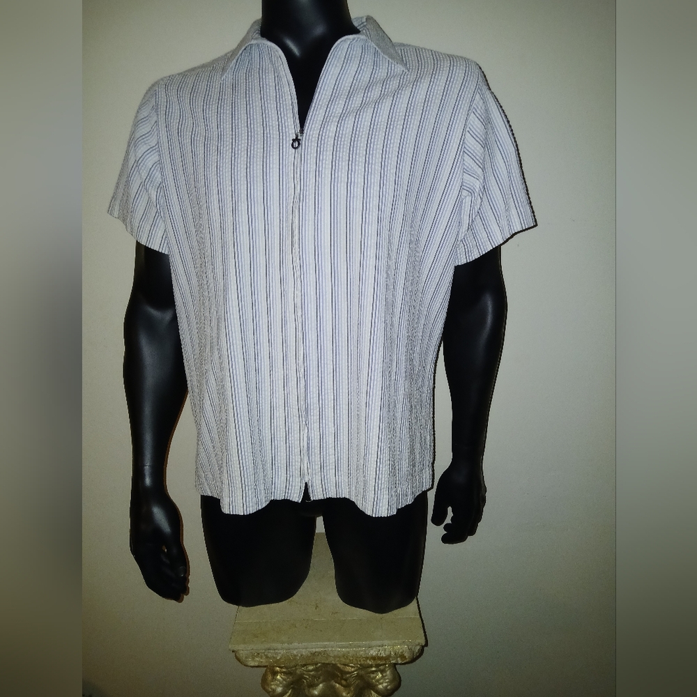 SALVATORE FERRAGAMO CLASSIC VINTAGE SEERSUCKER SHIRT